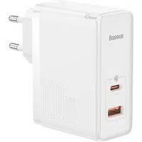 Caricabatterie da Rete con Cavo USB-C Baseus GaN5 Pro, 100W, 3A, 1 x USB-A - 1 x USB-C, Bianco CCGP090202 — 3
