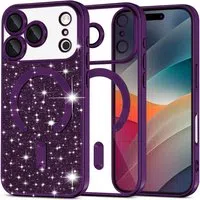 Custodia MagSafe per Apple iPhone 17 Pro, Techsuit, Luxury Glitter, Viola Scuro — 3
