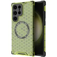 Custodia MagSafe per Samsung Galaxy S25 Ultra S938, Techsuit, HoneyComb Shield, Verde — 3