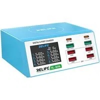 Caricabatterie Stazione Relife RL-309A, 100W, 4.5A, 2 x USB-C - 6 x USB-A, Blu — 3