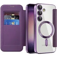 Custodia MagSafe per Samsung Galaxy S23+ S916, Techsuit, SmartMag Book, Viola — 3