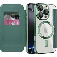 Custodia MagSafe per Apple iPhone 16 Pro Max, Techsuit, SmartMag Book, Verde — 3