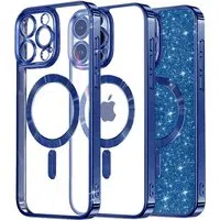 Custodia MagSafe per Apple iPhone 14 Pro Max, Techsuit, Luxury Glitter, Blu Scuro — 3