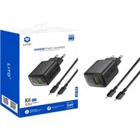 Caricabatterie Rete con Cavo USB-C Lito LC15T, 20W, 3A, 1 x USB-A - 1 x USB-C, Nero — 3