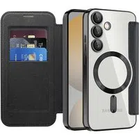 Custodia MagSafe per Samsung Galaxy S24 FE S721, Techsuit, SmartMag Book, Nera — 3
