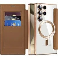 Custodia MagSafe per Samsung Galaxy S24 Ultra S928, Techsuit, SmartMag Book, Marrone — 3