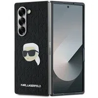 Custodia per Samsung Galaxy Z Fold6 F956, Karl Lagerfeld, Saffiano Monogram Karl's Head Metal, Nera — 3