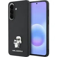 Custodia per Samsung Galaxy A37 5G, Karl Lagerfeld, Saffiano Karl & Choupette Metal, Nera — 3