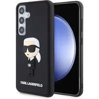 Custodia per Samsung Galaxy S24 S921, Karl Lagerfeld, 3D Rubber Ikonik Karl, Nera — 3