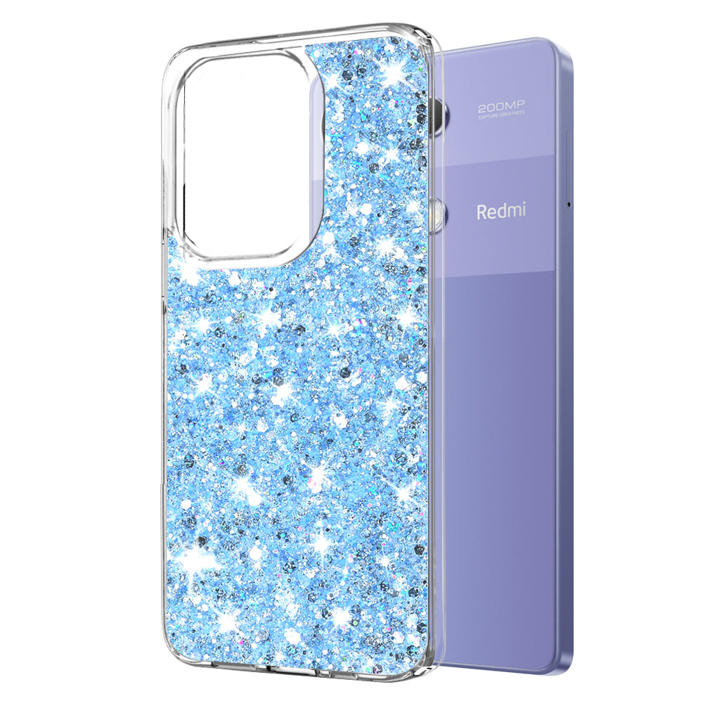 Custodia per Xiaomi Redmi Note 13 Pro 4G / Poco M6 Pro 4G, Techsuit, Sparkly Glitter, Blu