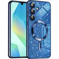 Custodia MagSafe per Samsung Galaxy A16 5G A166 / A16 4G A165, Techsuit, Luxury Glitter, Blu Scuro — 3