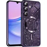 Custodia MagSafe per Samsung Galaxy A15 5G A156 / A15 A155, Techsuit, Luxury Glitter, Viola Scuro
