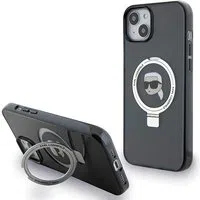Custodia MagSafe per Apple iPhone 15, Karl Lagerfeld, Ring Stand Karl's Head, Nera — 3