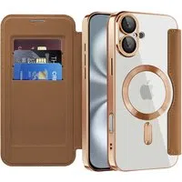 Custodia MagSafe per Apple iPhone 16 Plus, Techsuit, SmartMag Book, Marrone — 3