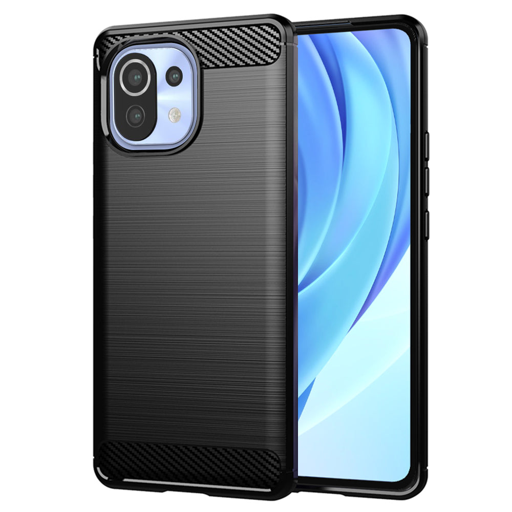 Techsuit Custodia per Xiaomi 11 Lite 5G NE / Mi 11 Lite 5G / 11 Lite, Techsuit, Carbonio, Nera