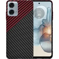 Custodia per Motorola Moto G24 Power, Techsuit, Carbonite FiberShell, Nero Rosso — 3