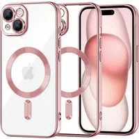 Custodia MagSafe per Apple iPhone 15, Techsuit, Luxury Crystal, Rosa — 3