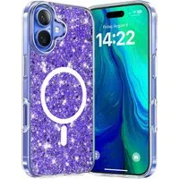 Custodia MagSafe per Apple iPhone 16 Plus, Techsuit, Sparkly Glitter, Viola — 3