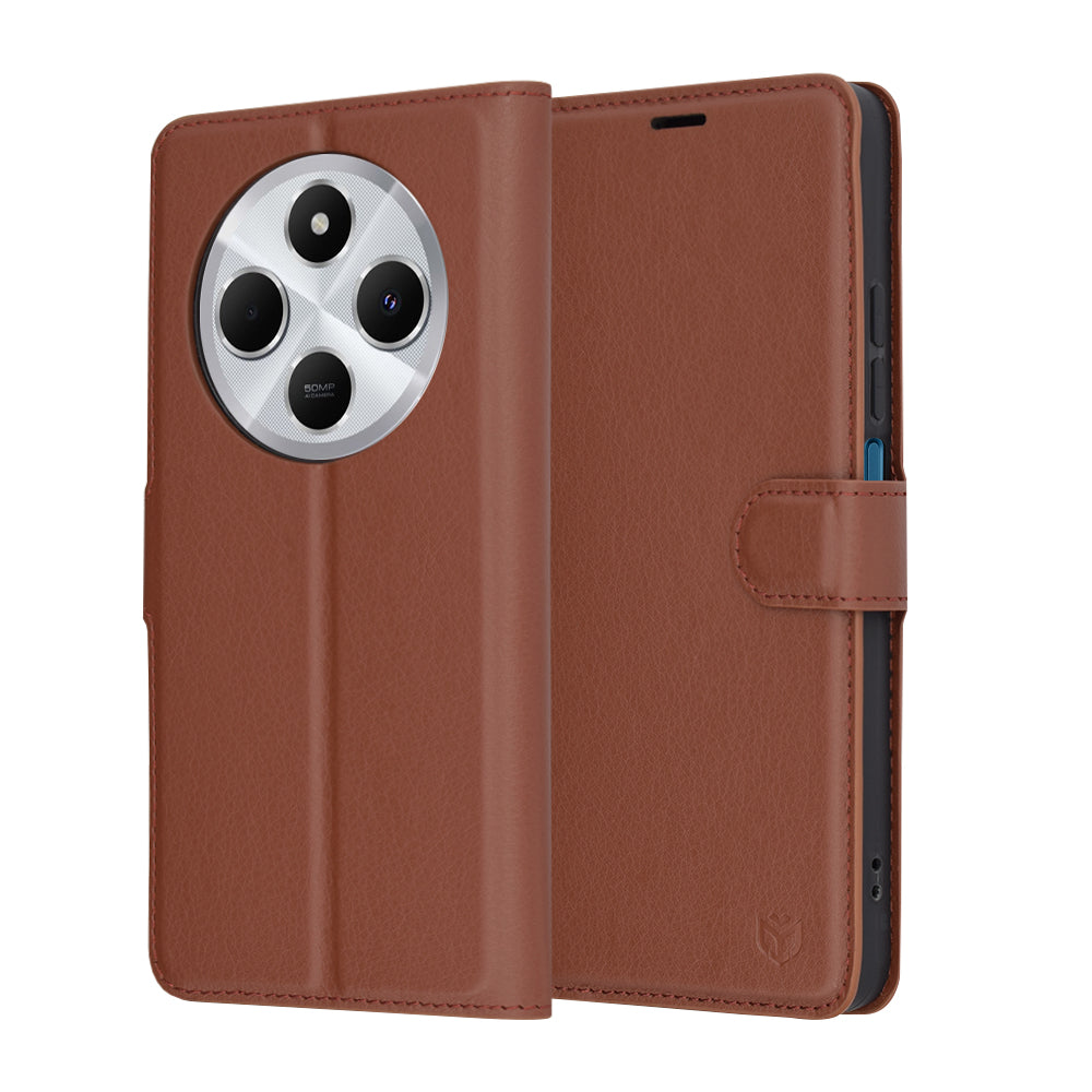 Techsuit Custodia per Xiaomi Poco C75 / Redmi 14C, Techsuit, Leather Folio, Marrone
