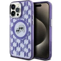 Custodia MagSafe per Apple iPhone 15 Pro Max, Karl Lagerfeld, IML Monogramma Karl & Choupette's Heads, Viola — 3
