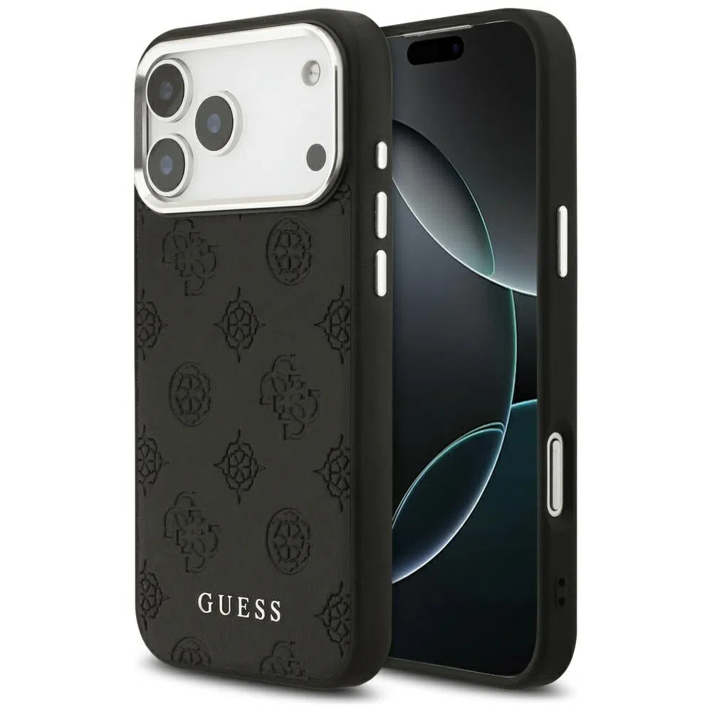Custodia MagSafe per Apple iPhone 17 Pro Max, Guess, Peony Hot Stamp Script, Nera — 2