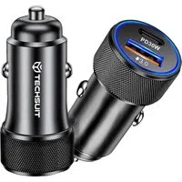 Caricabatterie Auto Techsuit C2 VoltDuo, 30W, 3A, 1 x USB-A - 1 x USB-C, Nero — 3