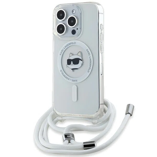 Custodia MagSafe per Apple iPhone 14 Pro Max, Karl Lagerfeld, IML Crossbody Choupette's Head con Tracolla, Trasparente — 2