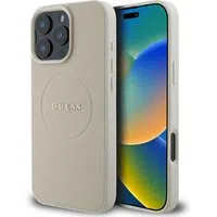 Custodia MagSafe per Apple iPhone 16 Pro, Guess, Grained Gold Ring, Beige — 3