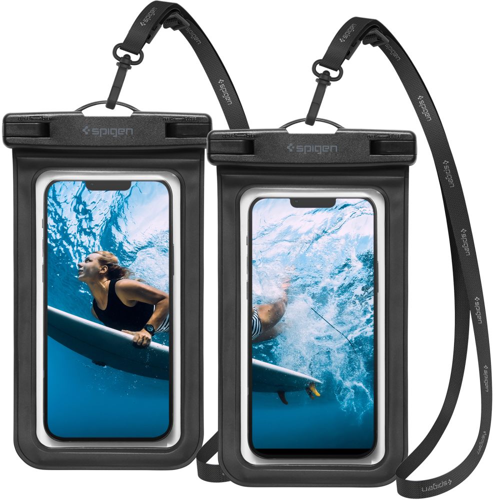 Custodia Universale Waterproof per Telefono max. 3.5inch - 7inch, Spigen, A601, Set 2 pezzi, Nera AMP04523