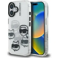 Custodia per Apple iPhone 16, Karl Lagerfeld, IML Luxury Multi Head Pattern, Trasparente — 3