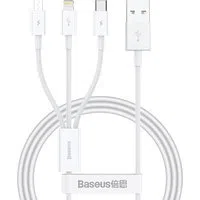 Cavo di Ricarica USB-A - Lightning / microUSB / USB-C Baseus Superior 3in1 Series, 20W, 1m, Bianco P10320105221-00 — 3
