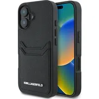 Custodia per Apple iPhone 16, Karl Lagerfeld, Grained Cardslots, Nera — 3
