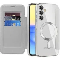 Custodia MagSafe per Samsung Galaxy A15 5G A156 / A15 A155, Techsuit, SmartMag Book, Grigio — 3