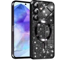 Custodia MagSafe per Samsung Galaxy A55 5G A556, Techsuit, Luxury Glitter, Nera