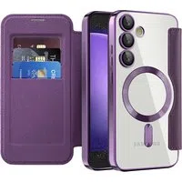Custodia MagSafe per Samsung Galaxy S23 FE S711, Techsuit, SmartMag Book, Viola — 3