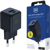 Caricabatterie Retea 3MK Hyper, 20W, 3A, 1 x USB-A - 1 x USB-C, Nero — 3