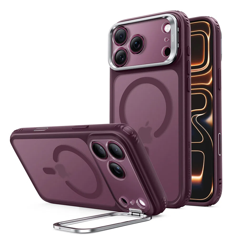 Custodia MagSafe per Apple iPhone 18 Pro Max / 17 Pro Max, ESR, Classic Hybrid Kickstand, Vinaccia Scuro Satinata — 2