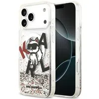 Custodia MagSafe per Apple iPhone 17 Pro Max, Karl Lagerfeld, Liquid Glitter Logo Choupette, Trasparente — 3