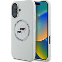 Custodia MagSafe per Apple iPhone 16, Karl Lagerfeld, Silicone Karl & Choupette's Heads, Beige — 3