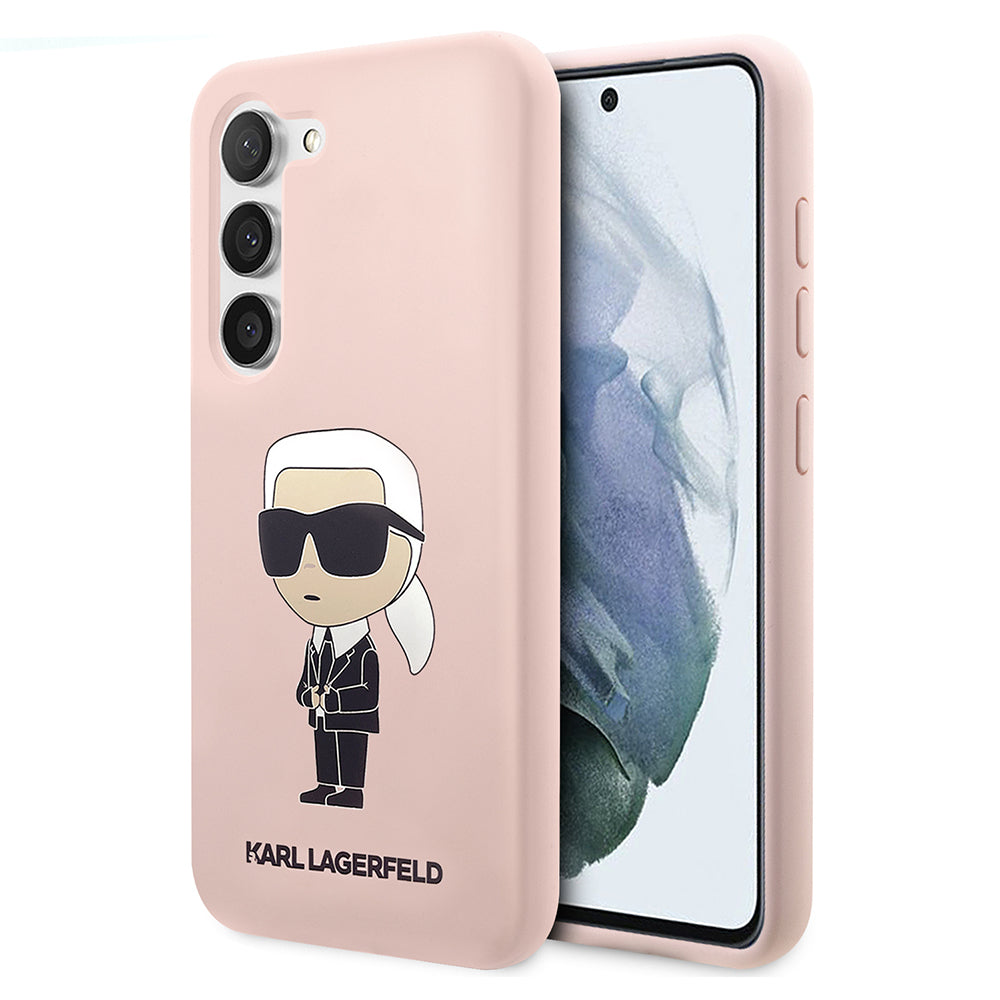 Karl Lagerfeld Custodia per Samsung Galaxy S23 S911, Karl Lagerfeld, Silicone Ikonik Karl, Rosa