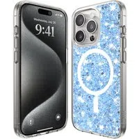 Custodia MagSafe per Apple iPhone 15 Pro, Techsuit, Sparkly Glitter, Blu — 3