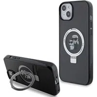 Custodia MagSafe per Apple iPhone 14, Karl Lagerfeld, Ring Stand Karl & Choupette, Nera — 3
