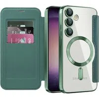 Custodia MagSafe per Samsung Galaxy S23+ S916, Techsuit, SmartMag Book, Verde — 3