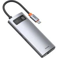 Hub USB-C Baseus Metal Gleam, 3 x USB-A 3.0 - 1 x USB-C - 1 x HDMI - 1 x RJ45, Grigio CAHUB-CW0G — 3