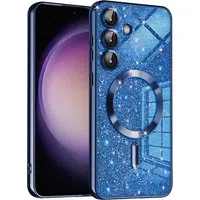 Custodia MagSafe per Samsung Galaxy S23 FE S711, Techsuit, Luxury Glitter, Blu Scuro — 3