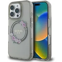Custodia MagSafe per Apple iPhone 16 Pro, Guess, IML Flowers Wreath, Nera — 3