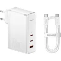 Caricabatterie Rete con Cavo USB-C Baseus GaN5 Pro, 140W, 5A, 1 x USB-A - 2 x USB-C, Bianco CCGP100202 — 3