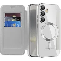 Custodia MagSafe per Samsung Galaxy S24+ S926, Techsuit, SmartMag Book, Grigio — 3