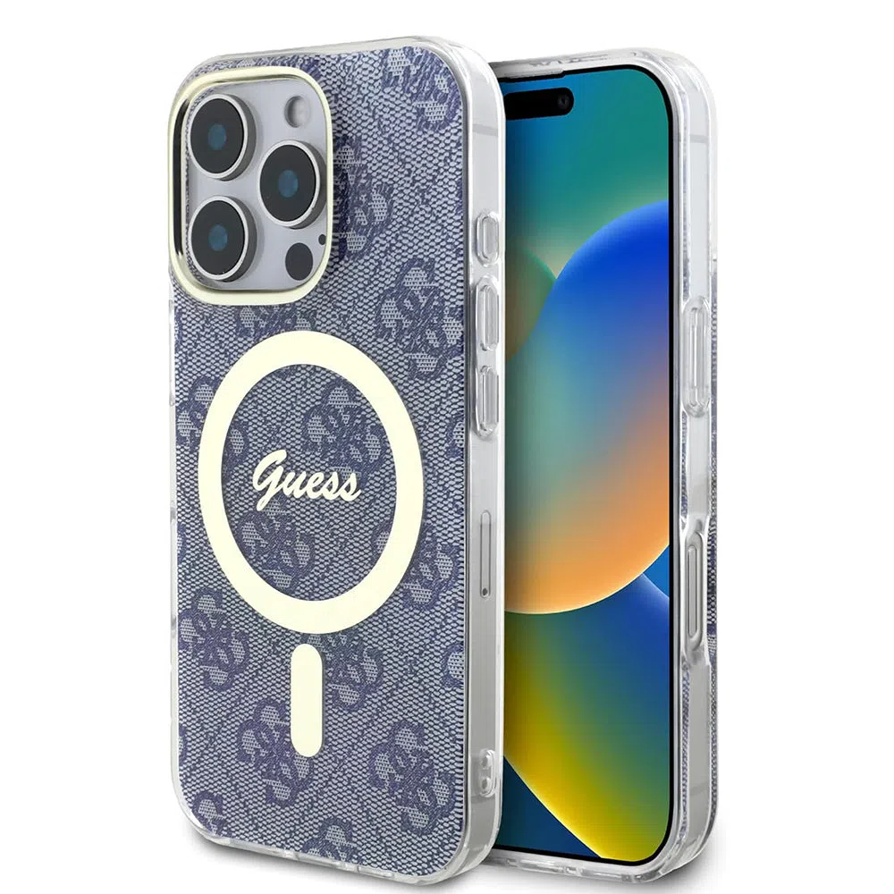 Custodia MagSafe per Apple iPhone 16 Pro Max, Guess, IML 4G, Blu — 2