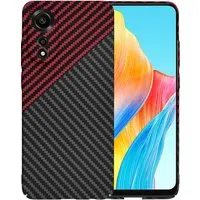 Custodia per Oppo A78 4G, Techsuit, Carbonite FiberShell, Nero Rosso — 3